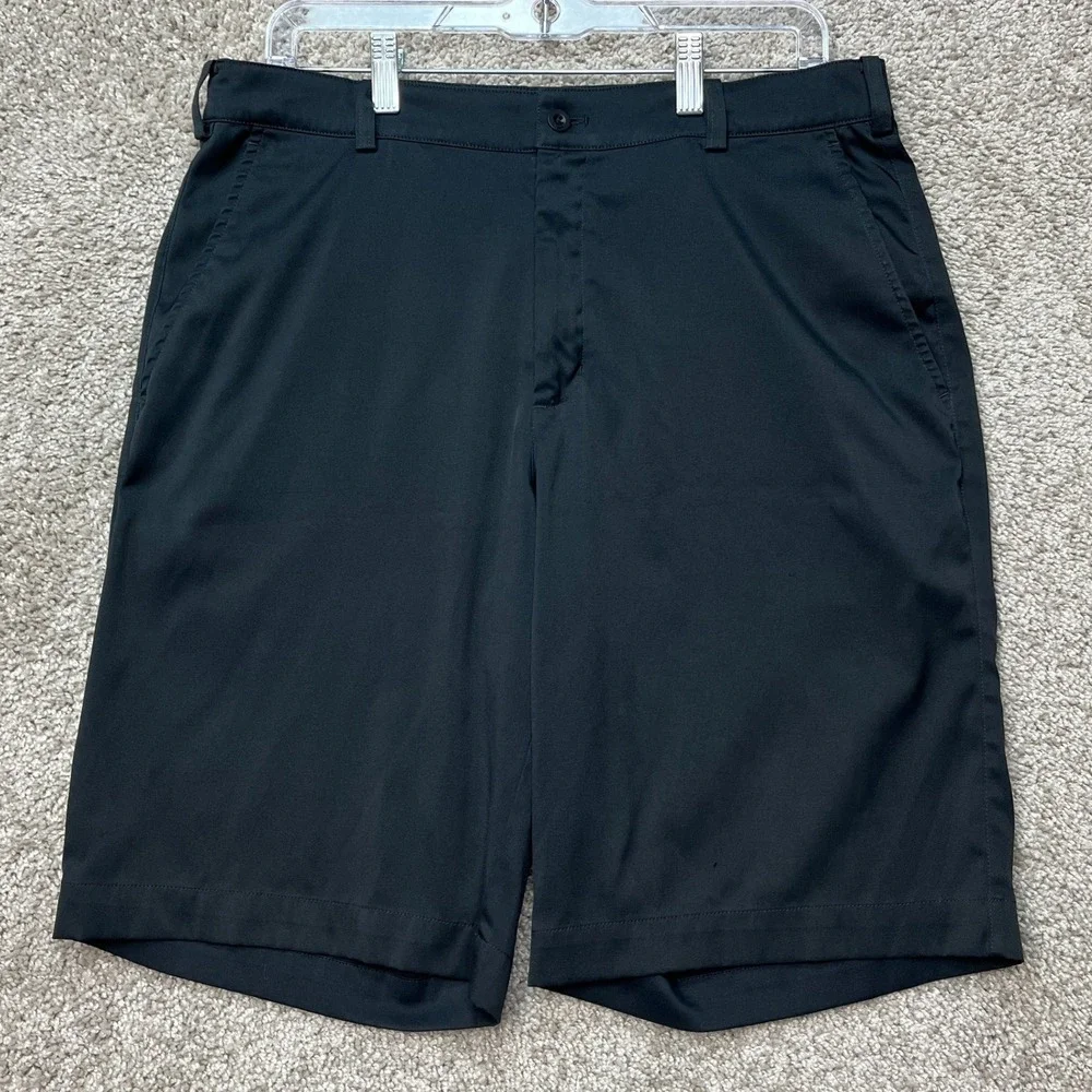 Nike Golf Shorts Mens 32 Black Flat Front Dri-FIT Athletic Tour Performance EUC‎